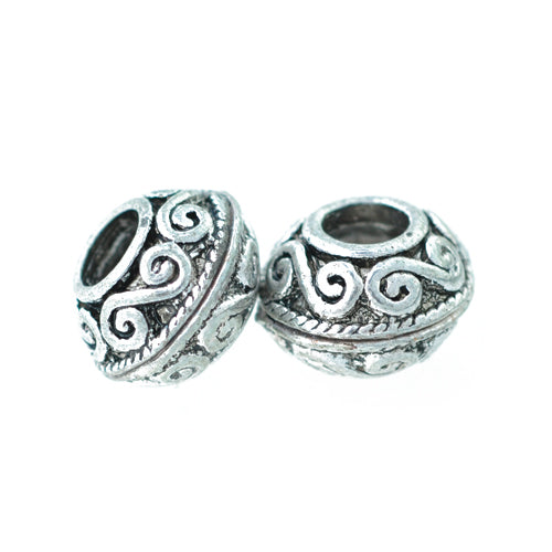 Orient large hole bead / silver colored / Ø 14 mm