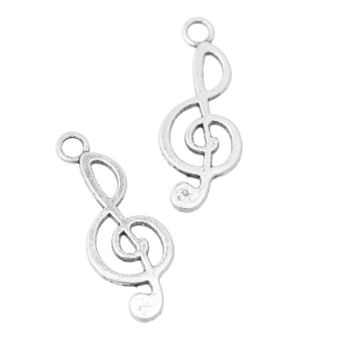 Note treble clef pendant / silver colored / 24 mm