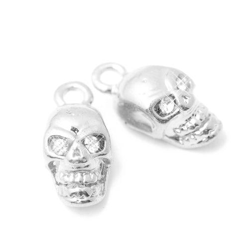 Skull pendant with rhinestone eyes / silver colored / 12 mm