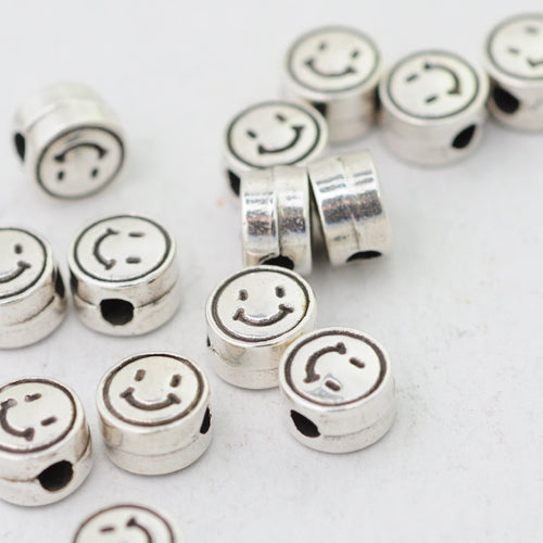 Smiley bead / silver / Ø 7 mm