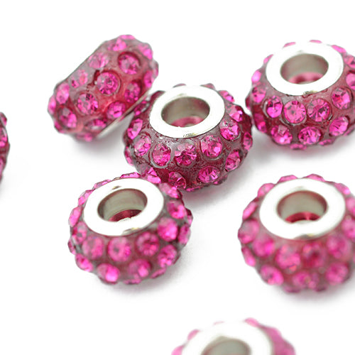 Strass large hole bead / pink / Ø 13 mm