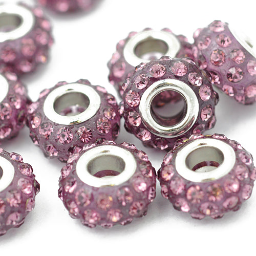 Strass large hole bead / old purple / Ø 13 mm