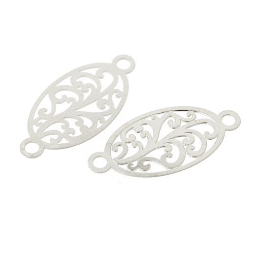 Filigree flower connector / silver / 22 mm