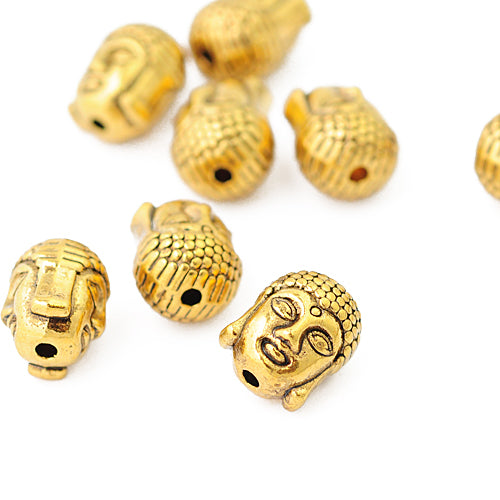 Buddha head / gold colored / 12mm