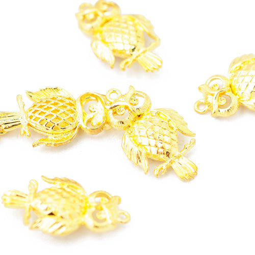 Owl pendant / gold colored / 24 mm