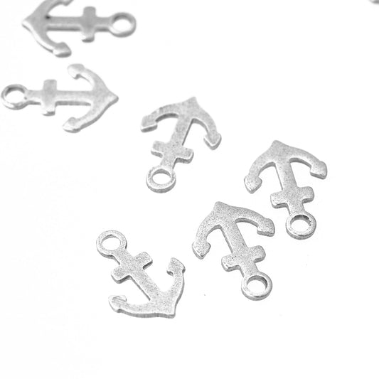 Stainless steel anchor pendant / silver colored / 12 mm