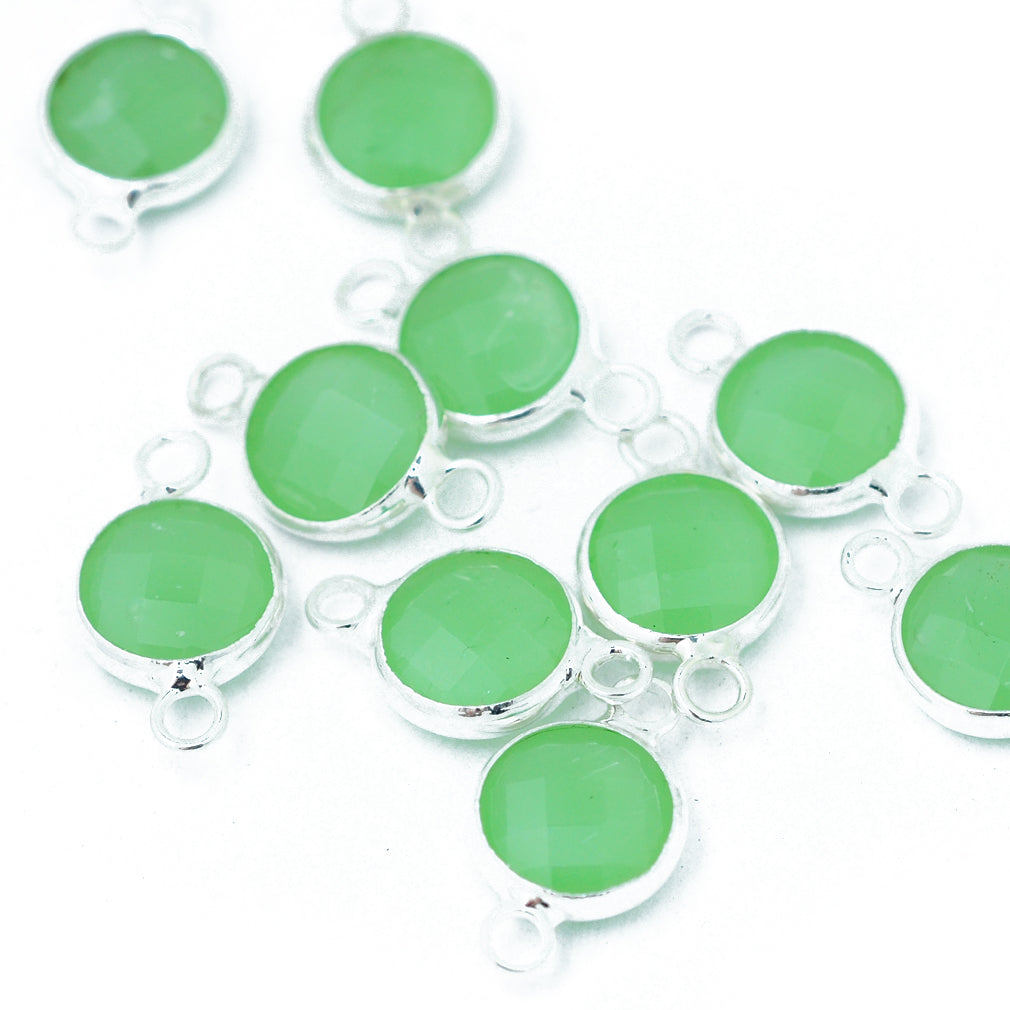 Kristall Verbinder grün opal / silberfarben / Ø 12 mm