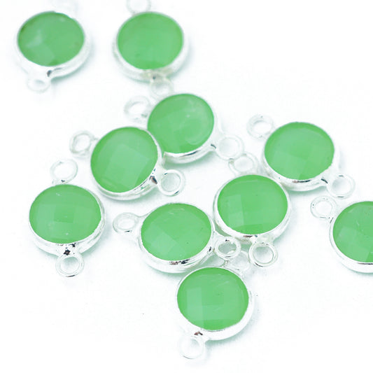 Crystal connector green opal / silver colored / Ø 12 mm