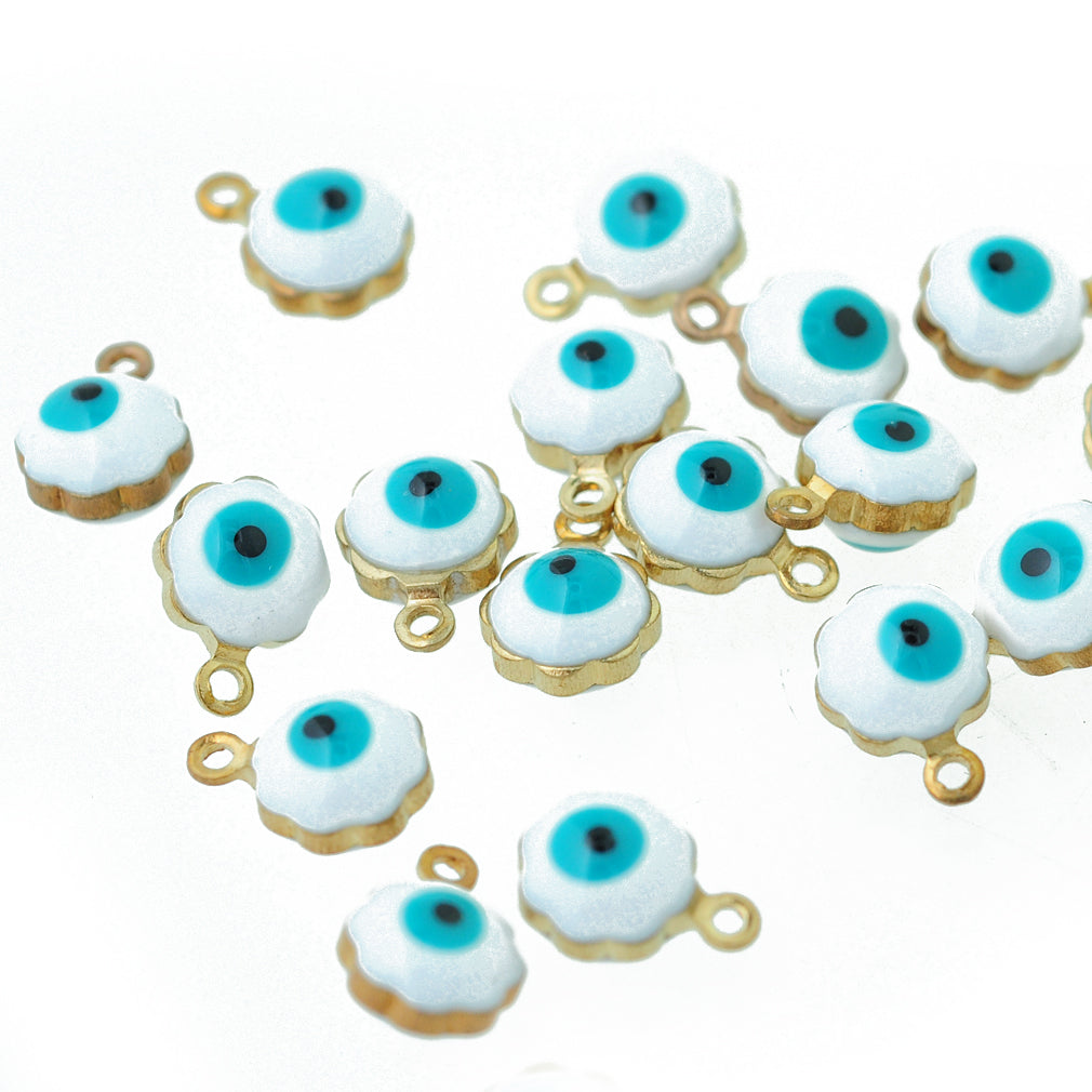 Evil Eye Pendant enameled / white brass / Ø 6 mm