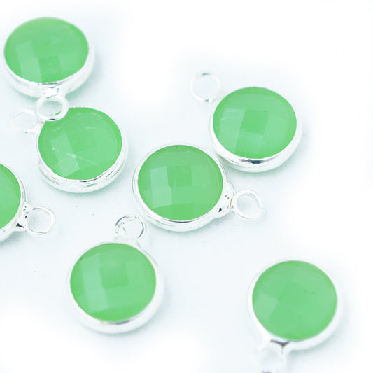 Kristall Anhänger grün opal / silberfarben / Ø 8 mm