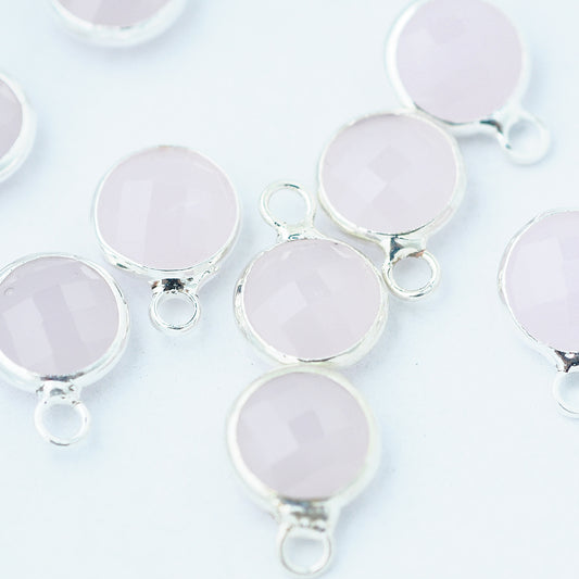 Kristall Anhänger rosa opal / silberfarben / Ø 8 mm