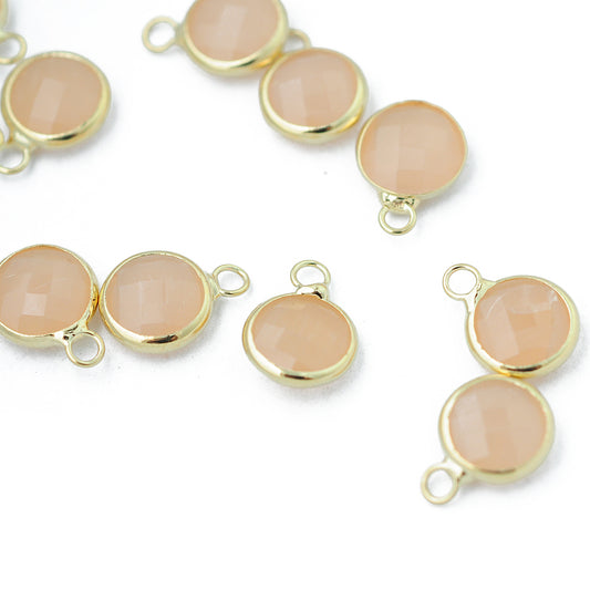 Crystal pendant apricot opal / gold colored / Ø 8 mm