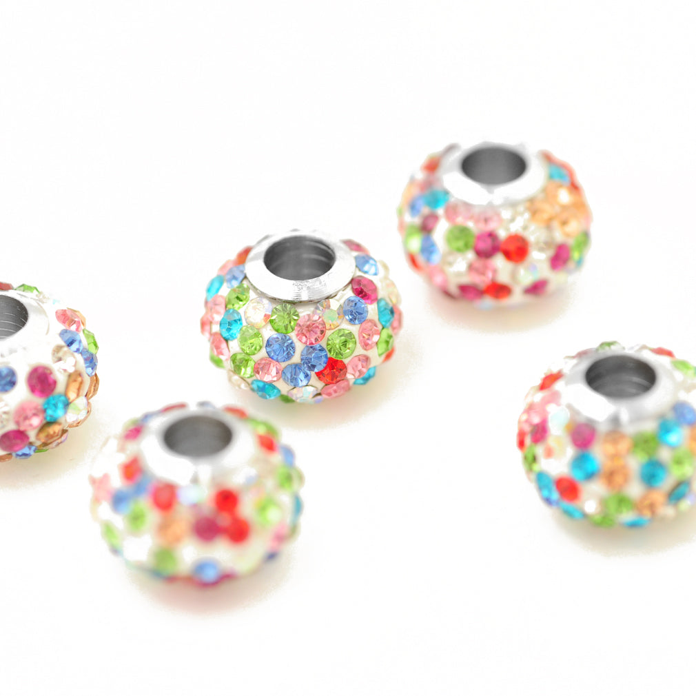 Strass Grosslochperle / multicolor bunt / Ø 13 mm