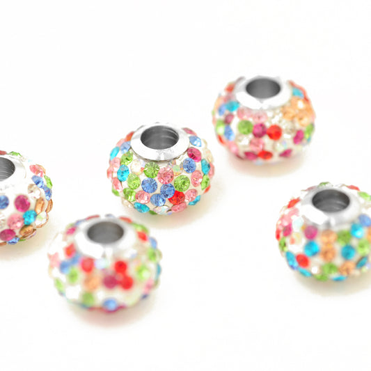 Strass large hole bead / multicolored / Ø 13 mm
