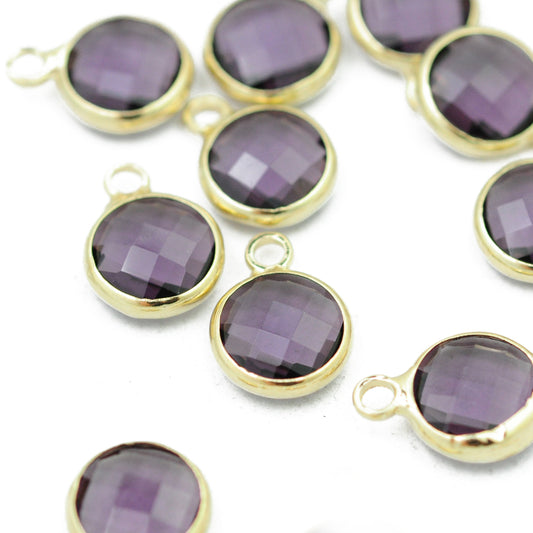 Crystal pendant purple / gold colored / Ø 8 mm