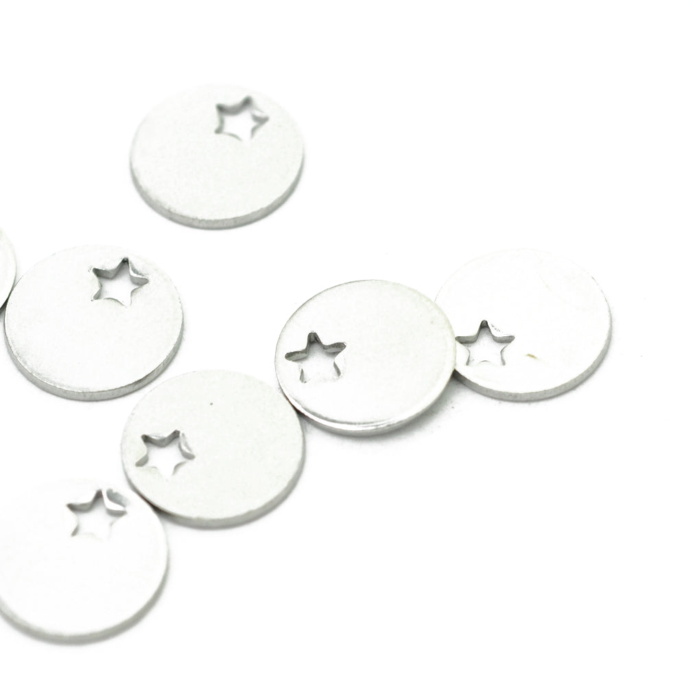 Stainless steel pendant star / silver colored / Ø 12 mm