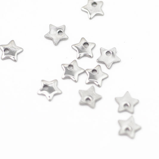Mini star pendant stainless steel / silver colored / 5 mm