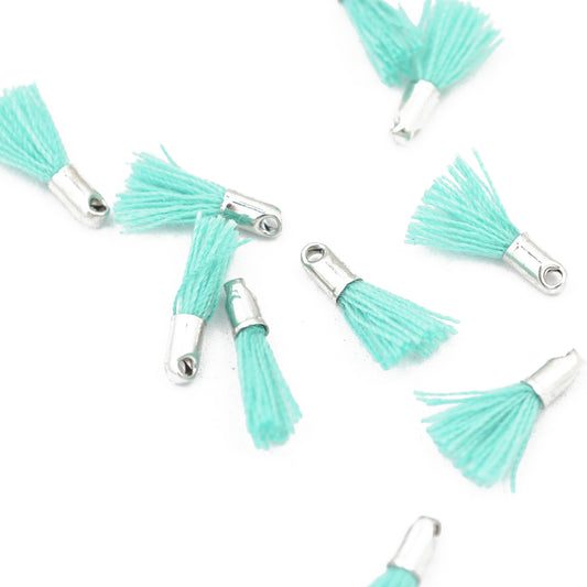 Mini tassel with cap / mint silver / 12mm