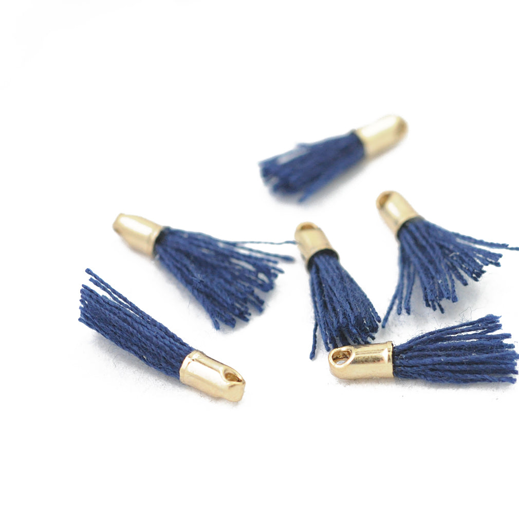 Mini Quaste mit Kappe / marine gold / 12mm