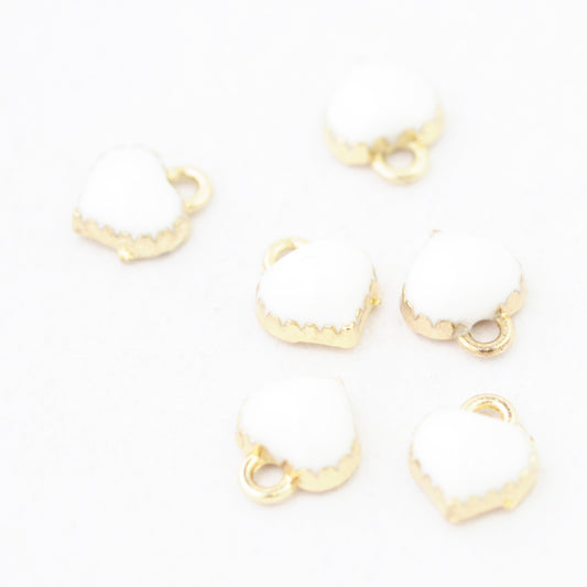 Heart Enamel Pendant / white / Ø 7 mm