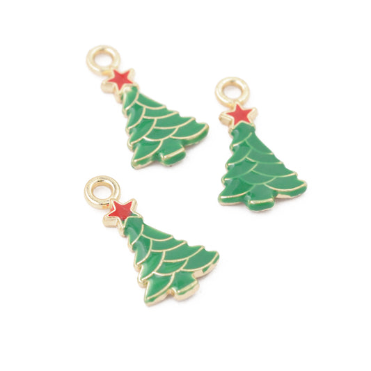 Christmas tree pendant / gold / 19 mm