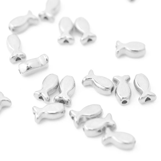Fish bead baptism / silver colored / 9 mm
