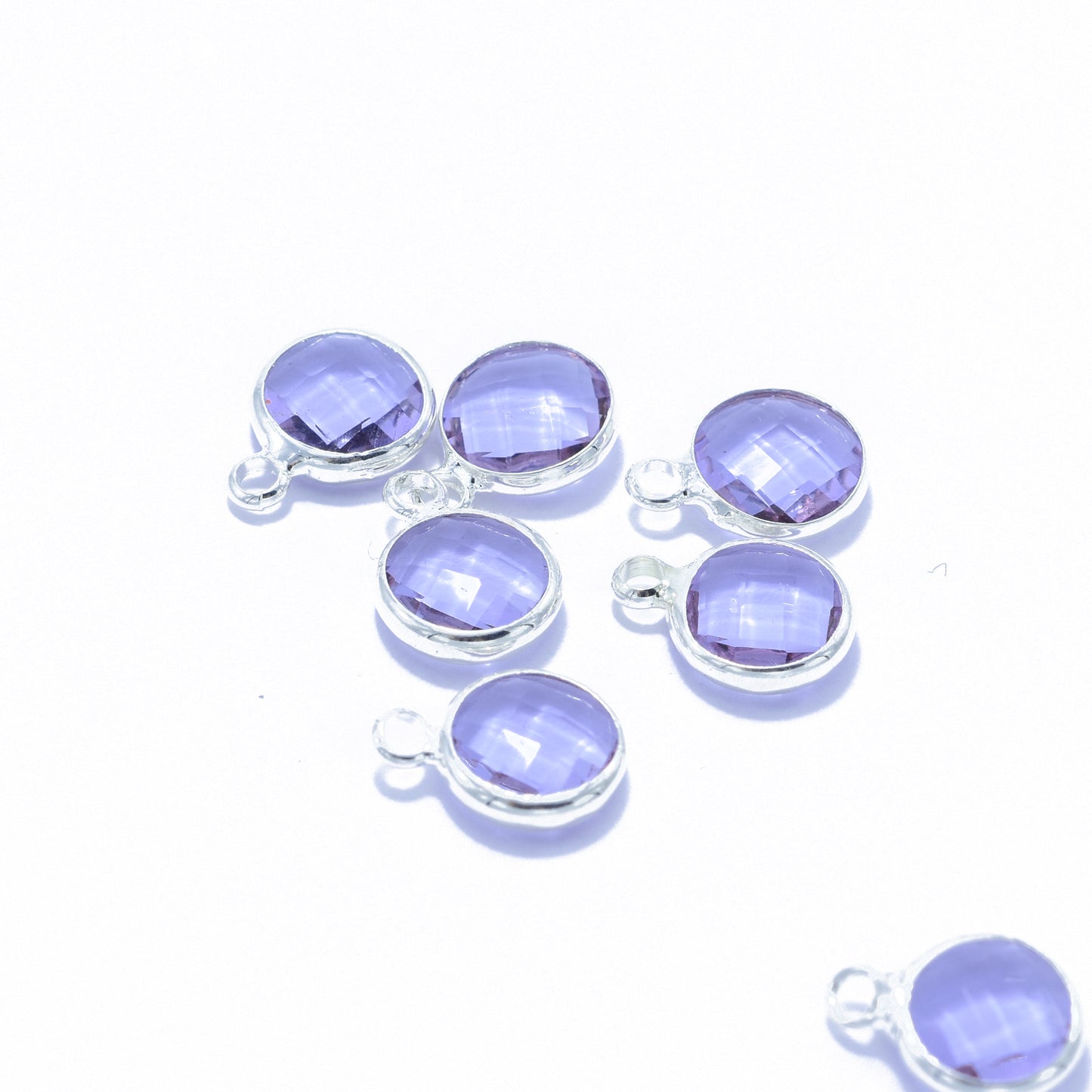 Kristall Anhänger violet / silberfarben / Ø 8 mm