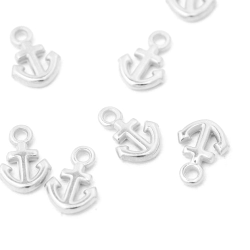 Anchor pendant // 999 silver plated // 9mm