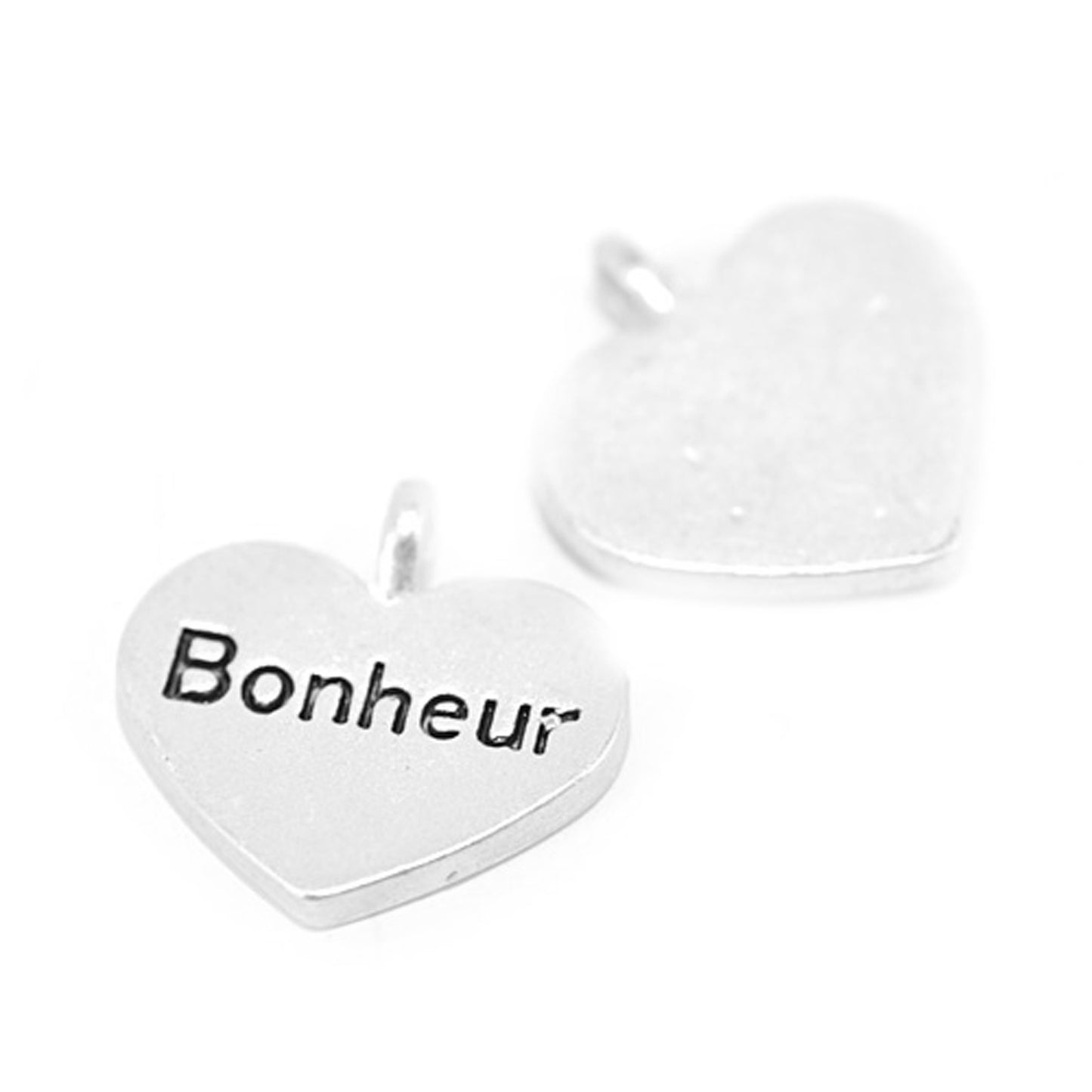 Bonheur Herz Anhänger / matt silberfarben / 16 mm