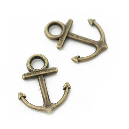 Anchor pendant / brass colored / 18 mm