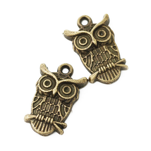 Owl Pendant / brass colored / 25 mm