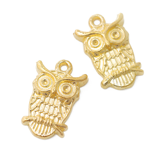 Owl pendant / gold colored / 25 mm