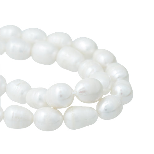 Freshwater pearl strand white oval approx. Ø 9mm