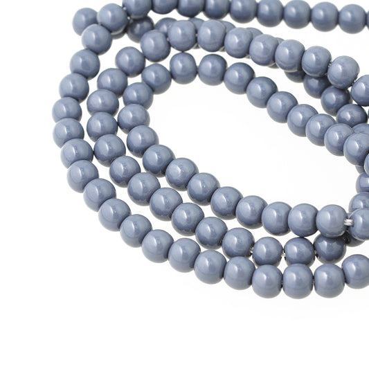 Strand of glass beads / gray / Ø 4 mm