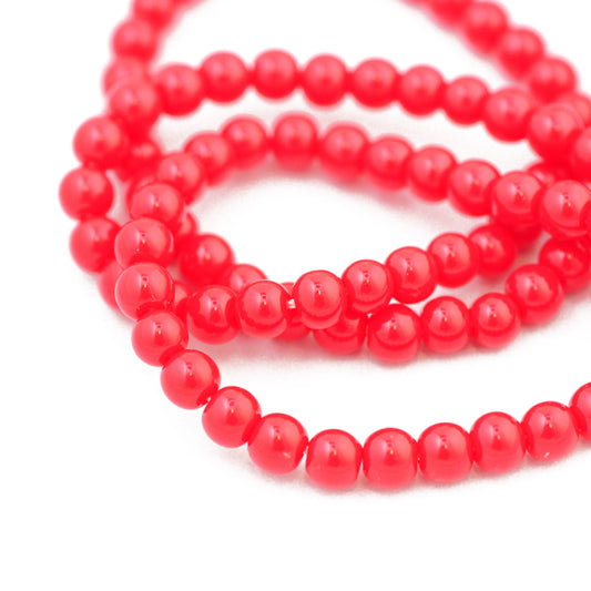 Strand of glass beads / red oak / Ø 4 mm