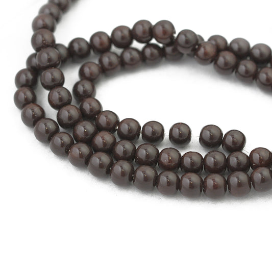 String of glass beads / dark brown / Ø 4 mm