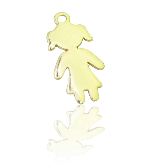 Pendant girl - Girl / 925 silver 18k gold plated / 12 mm