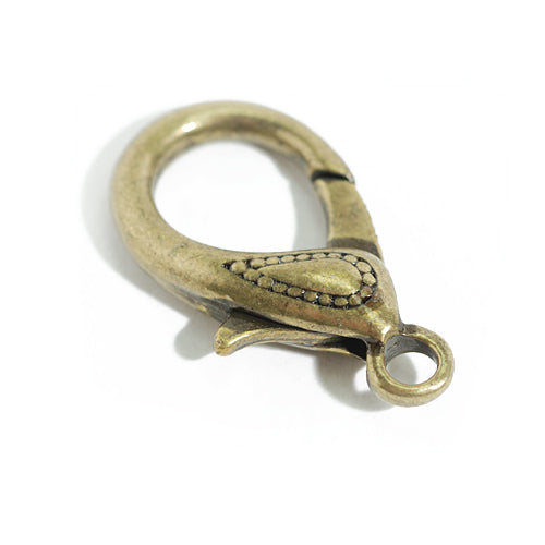 Lobster clasp decorated / brass / 25mm