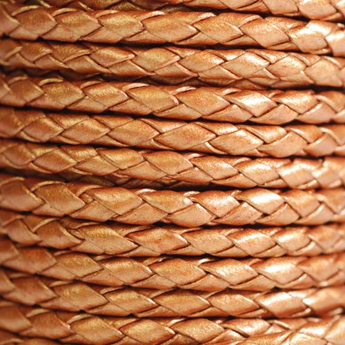 Leather cord braided Bolo metallic copper 1m / Ø 3mm