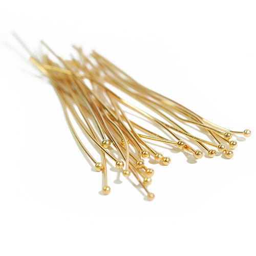 50x headpins with ball head / gold-colored / 54mm