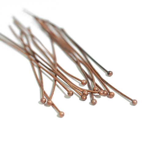 50x headpins with ball head / copper-colored / 54mm