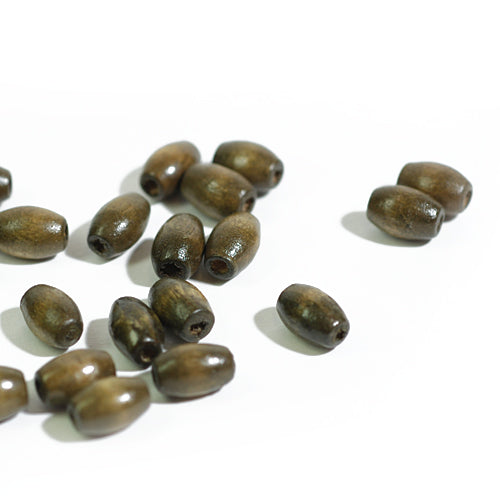 Wooden beads olive / khaki / 100 pcs. / 6x10 mm