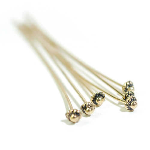 Decorated headpin / old gold colored / 50mm