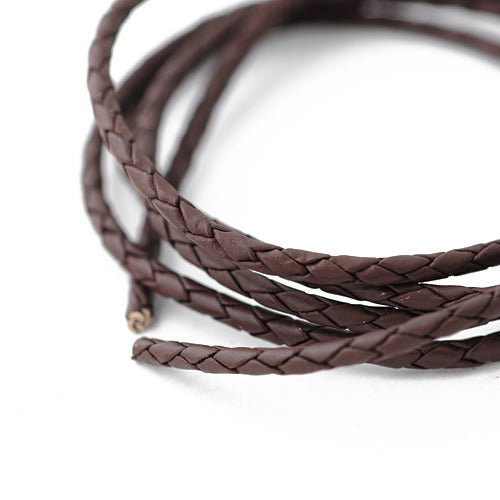 Leather cord braided bolo dark brown 1m / Ø 3mm
