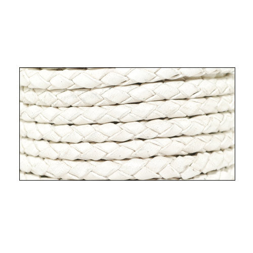 Leather cord braided Bolo white 1m / Ø 3mm