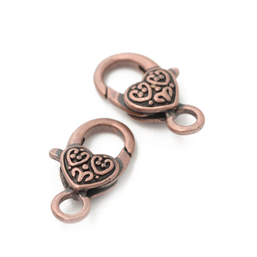 Lobster clasp heart / copper / 25mm