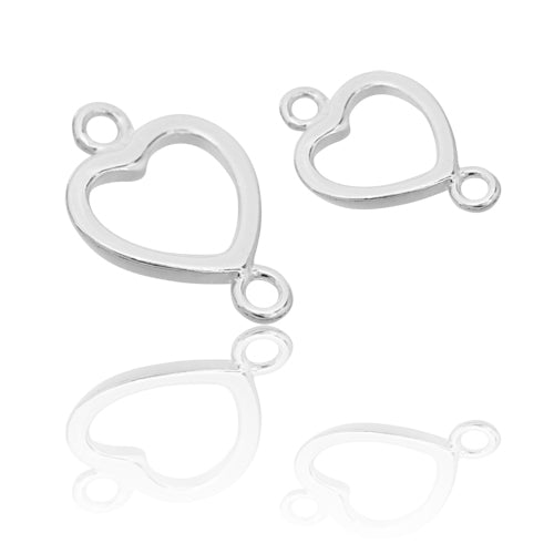 Heart connector / 925 silver / 6mm