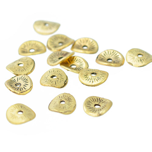Curved discs / intermediate spacer / grooved gold-colored / 15 pcs. Ø 9 mm