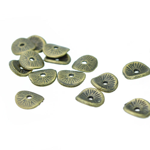 Domed discs / intermediate spacer / grooved brass-colored / 15 pcs. Ø 9 mm