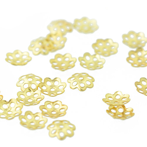 Filigree bead caps / gold-colored / 100 pcs. / Ø 6 mm